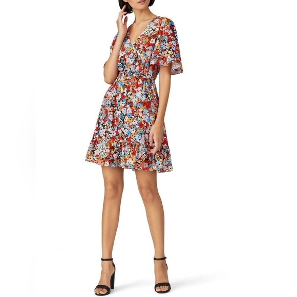 Rebecca Minkoff Dresses & Skirts - Rebecca Minkoff Floral Red Multicolor Mini Dress Sz S